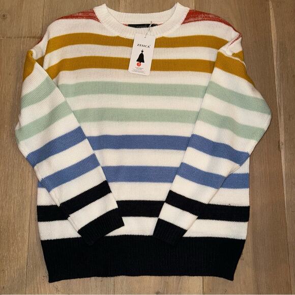 ZESICA Women's Long Sleeve Crew Neck Striped Color Block Sweater Small - Picture 5 of 8